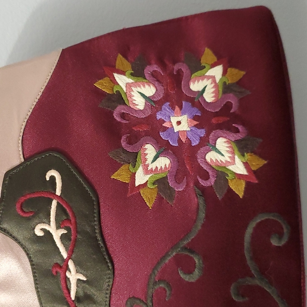Vintage Dolce Vita 90's Women's Satin Embroided Purse Handbag - Picture 4 of 8